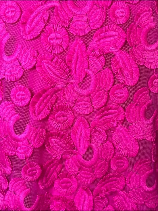 Trina Turk Floral Appliqué Lace Sleeveless Drop Waist Cocktail Dress Fuchsia 2 - Picture 5 of 9